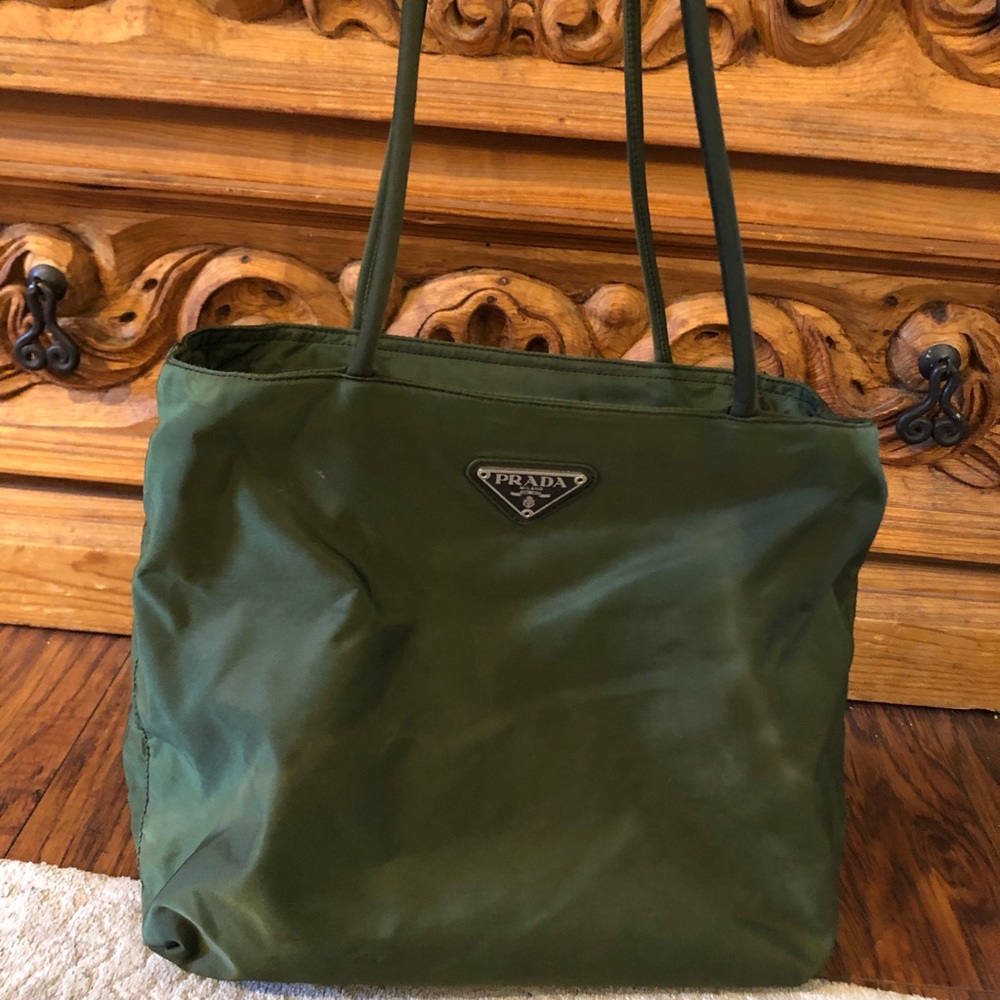 Authentic PRADA green Tessuto shoulder bag